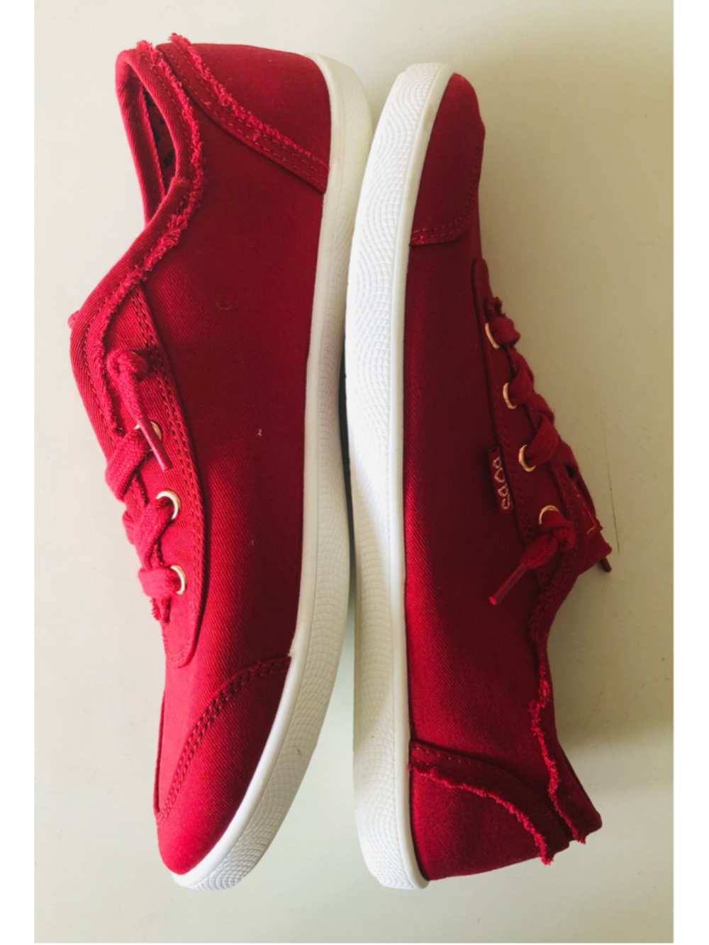 Bobs Skechers Bobs B Cute Dark Red Canvas Memory Foam Slip On Fashion Sneakers - Picture 5 of 12